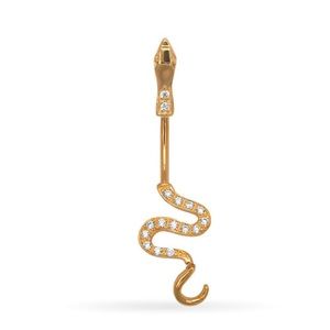 14k Gold 14-Gauge Cubic Zirconia Snake BellyRing